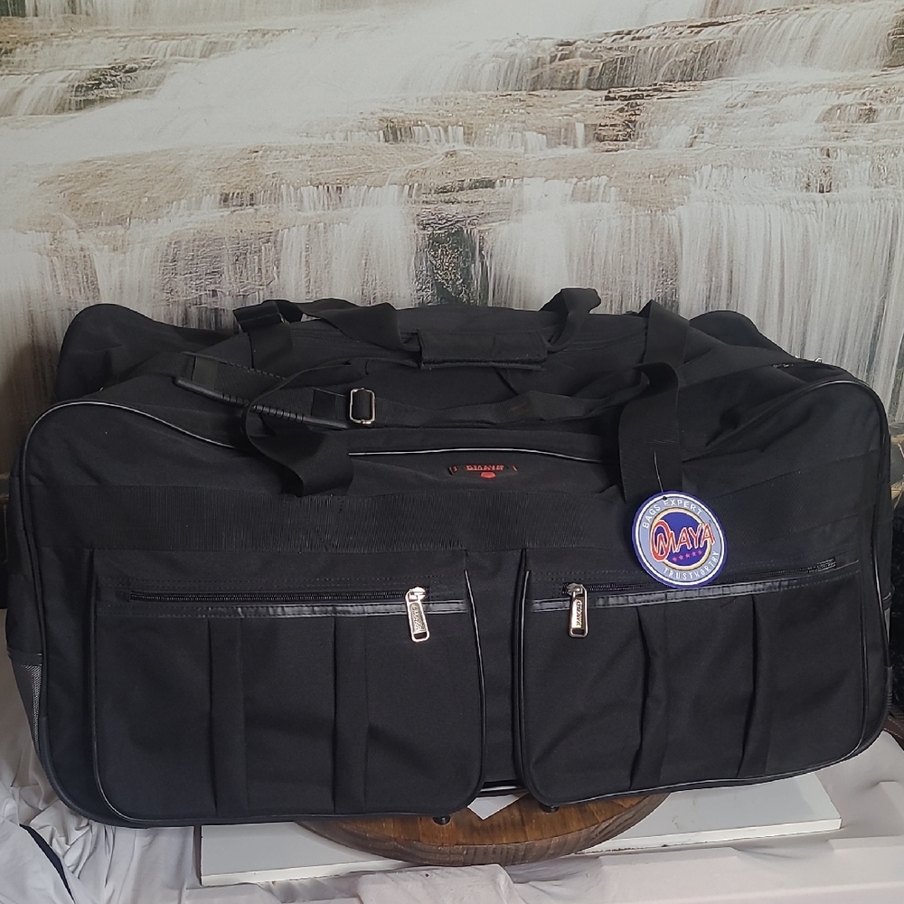 New with tag! Omaya Oversized Black Travel Over the Shoulder Duffel Utility Bag